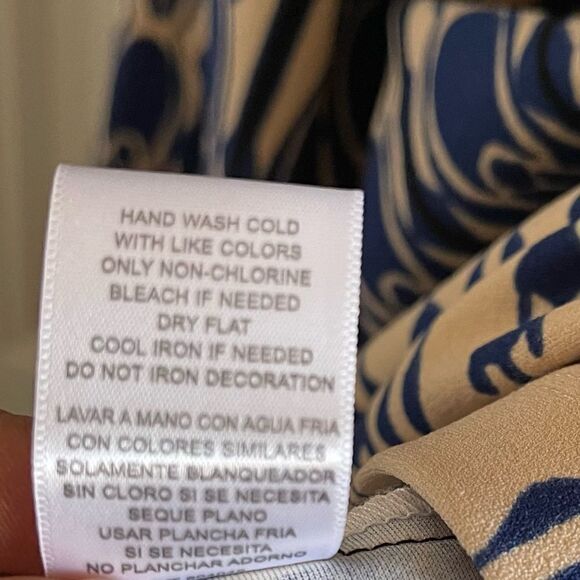 Danny & Nicole Blue Print 3/4 Sleeve Fit and Flare Midi Dress SZ 10 EUC - Picture 8 of 8